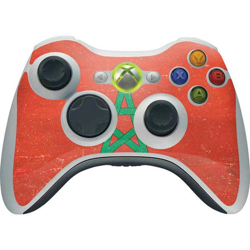 Morocco Flag Distressed Xbox 360 Wireless Controller Skin